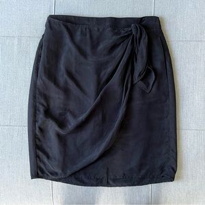 J Crew Japanese cupro faux-wrap lined skirt in charcoal, Sz 6